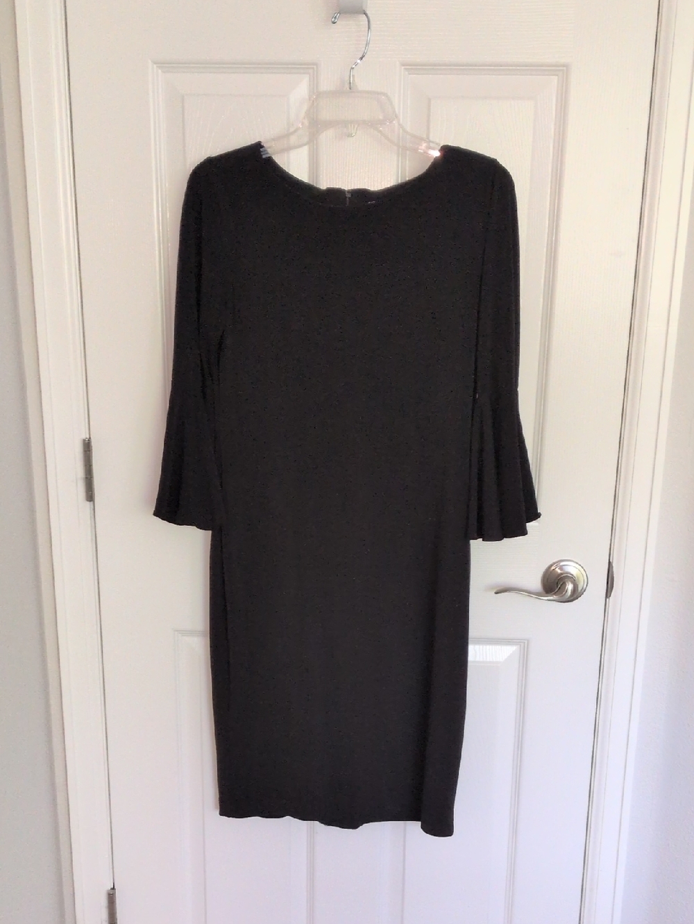 Calvin Klein Black Bell Sleeve Boat Neck Sheath Dress - 8
